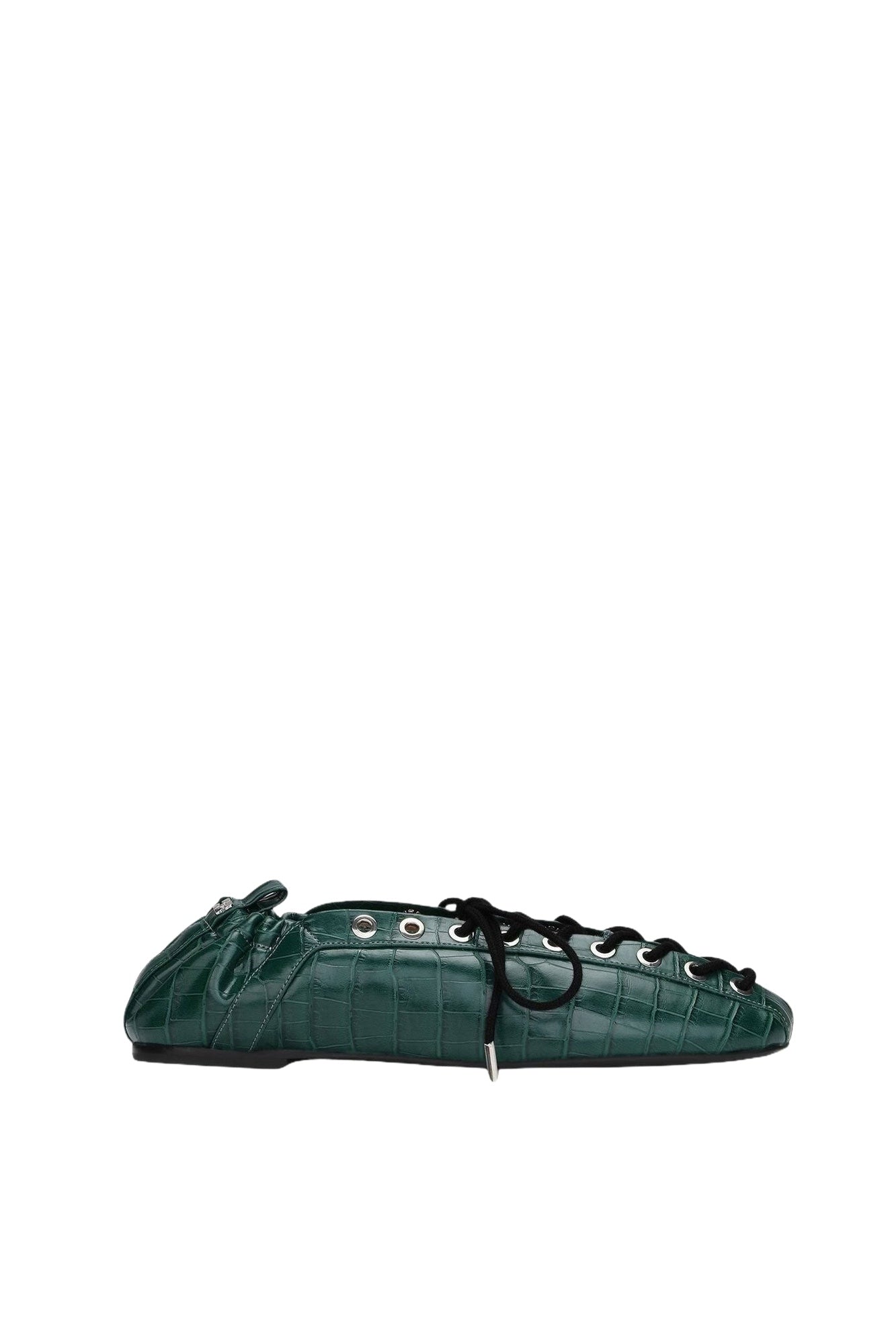 Ballerines à lacets gaufrées en cuir - Pineneedle