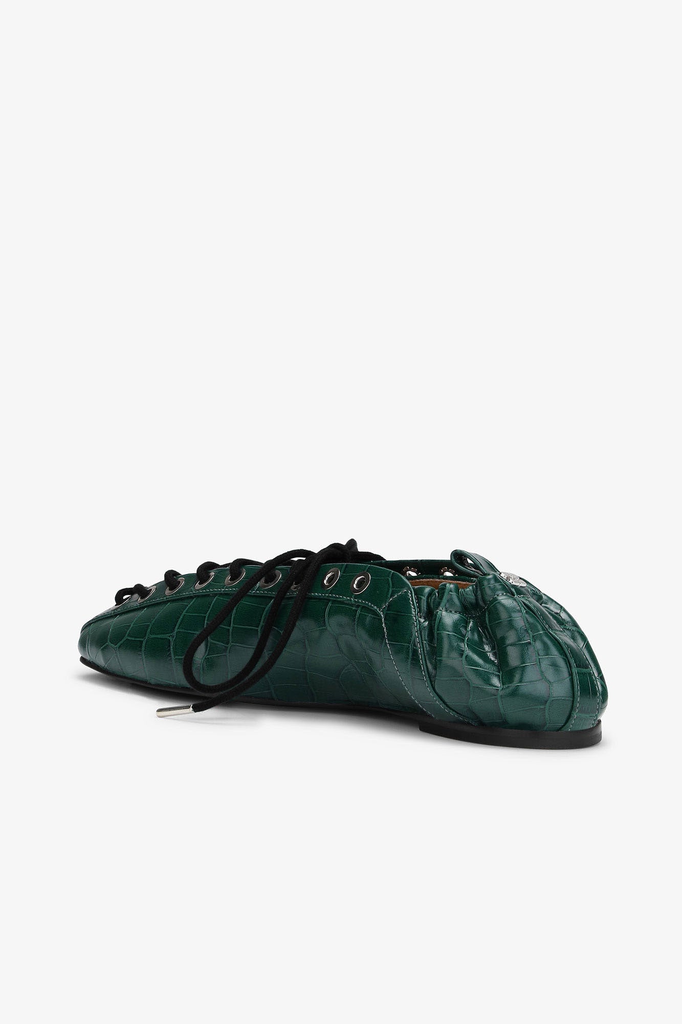 Ballerines à lacets gaufrées en cuir - Pineneedle