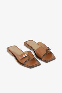 Sandales plates - Cognac