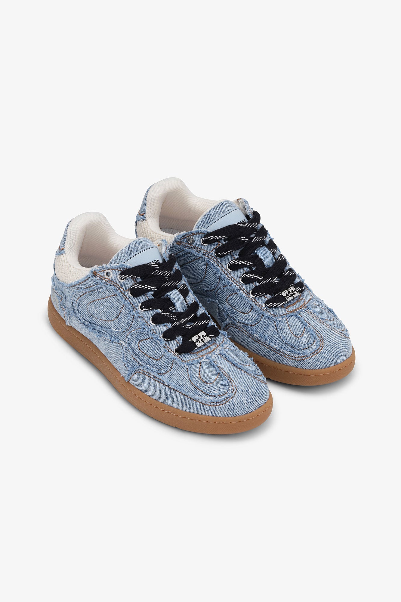 Baskets à bords bruts 08 en denim - Light Blue Vintage