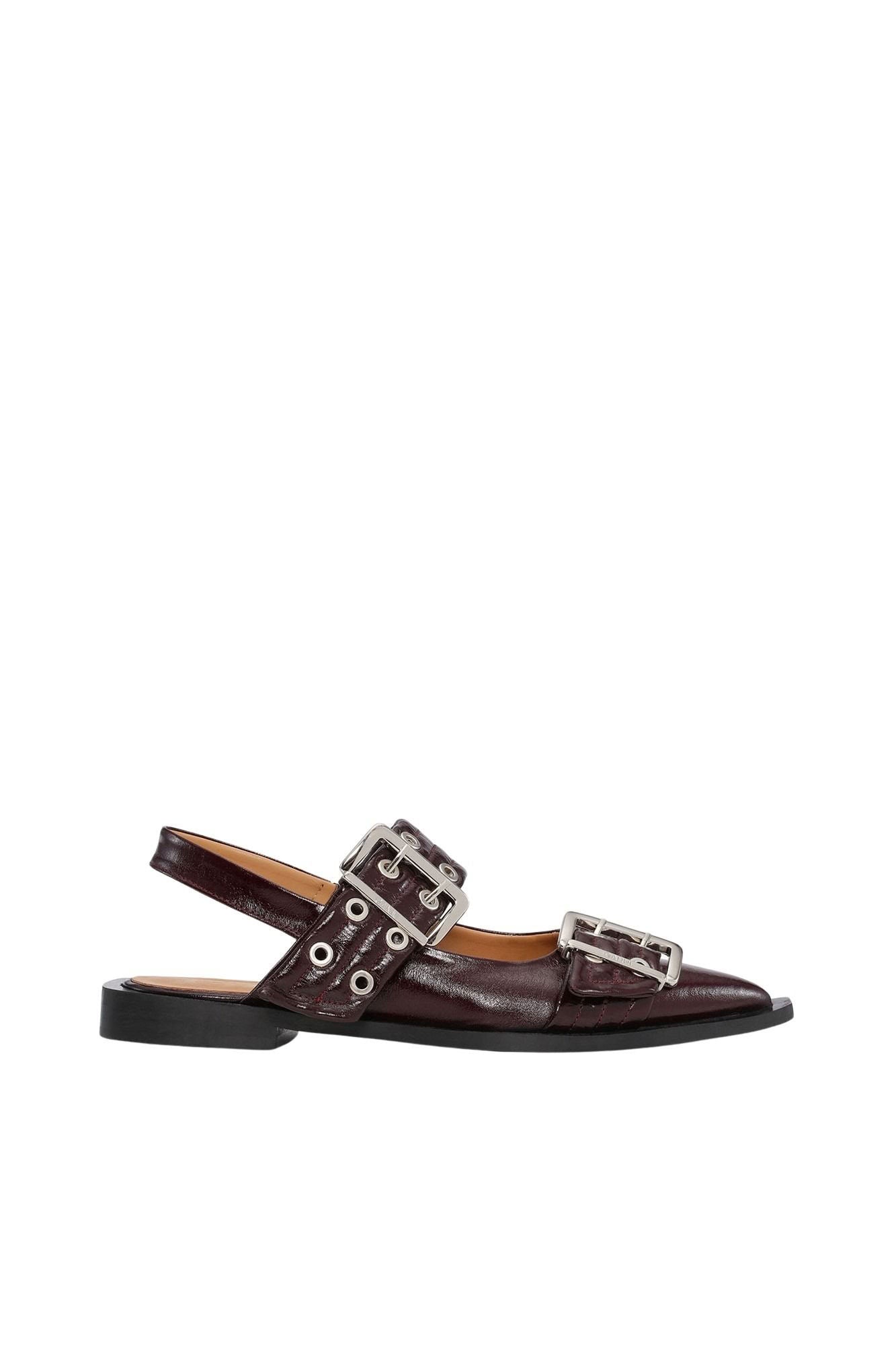 Ballerines à boucles en cuir - Dark Burgundy