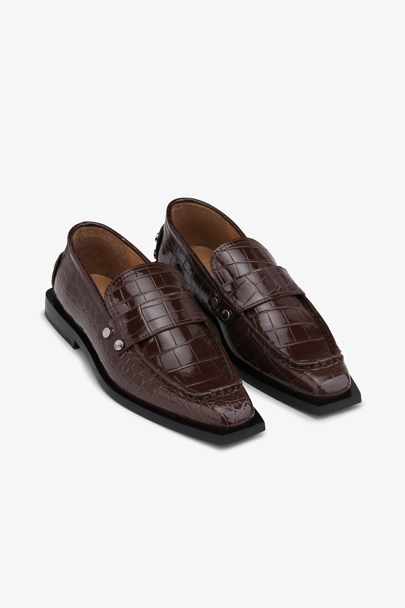 Mocassins cloutés à imprimé animal en cuir - Chocolate Fondant