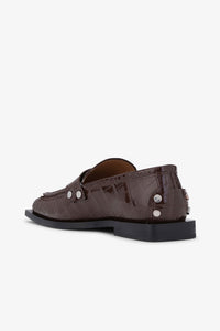 Mocassins cloutés à imprimé animal en cuir - Chocolate Fondant