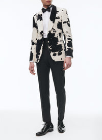 Tailored wool and velvet dinner jacket - Natural