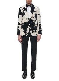 Tailored wool and velvet dinner jacket - Natural