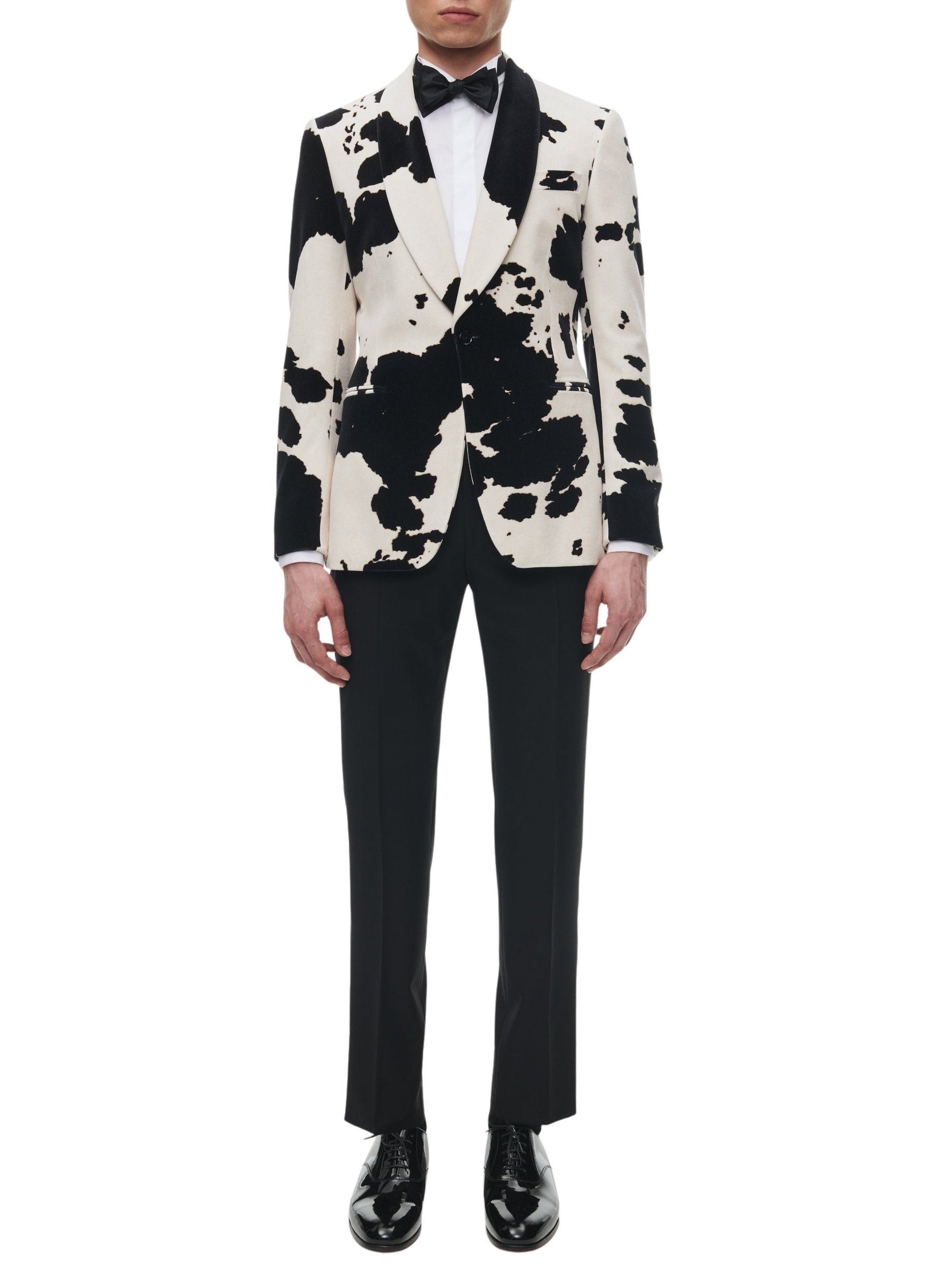 Tailored wool and velvet dinner jacket - Natural