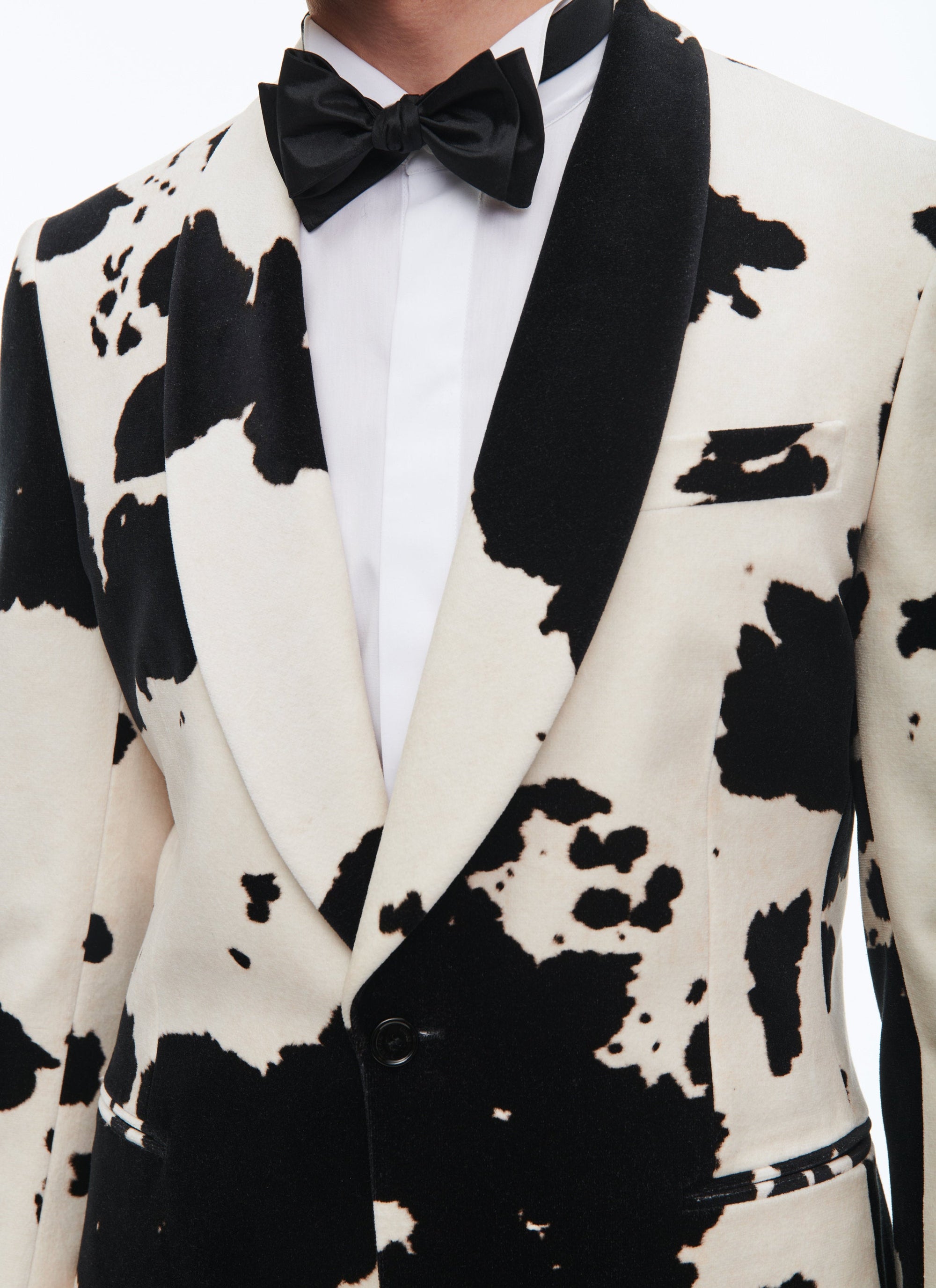 Tailored wool and velvet dinner jacket - Natural