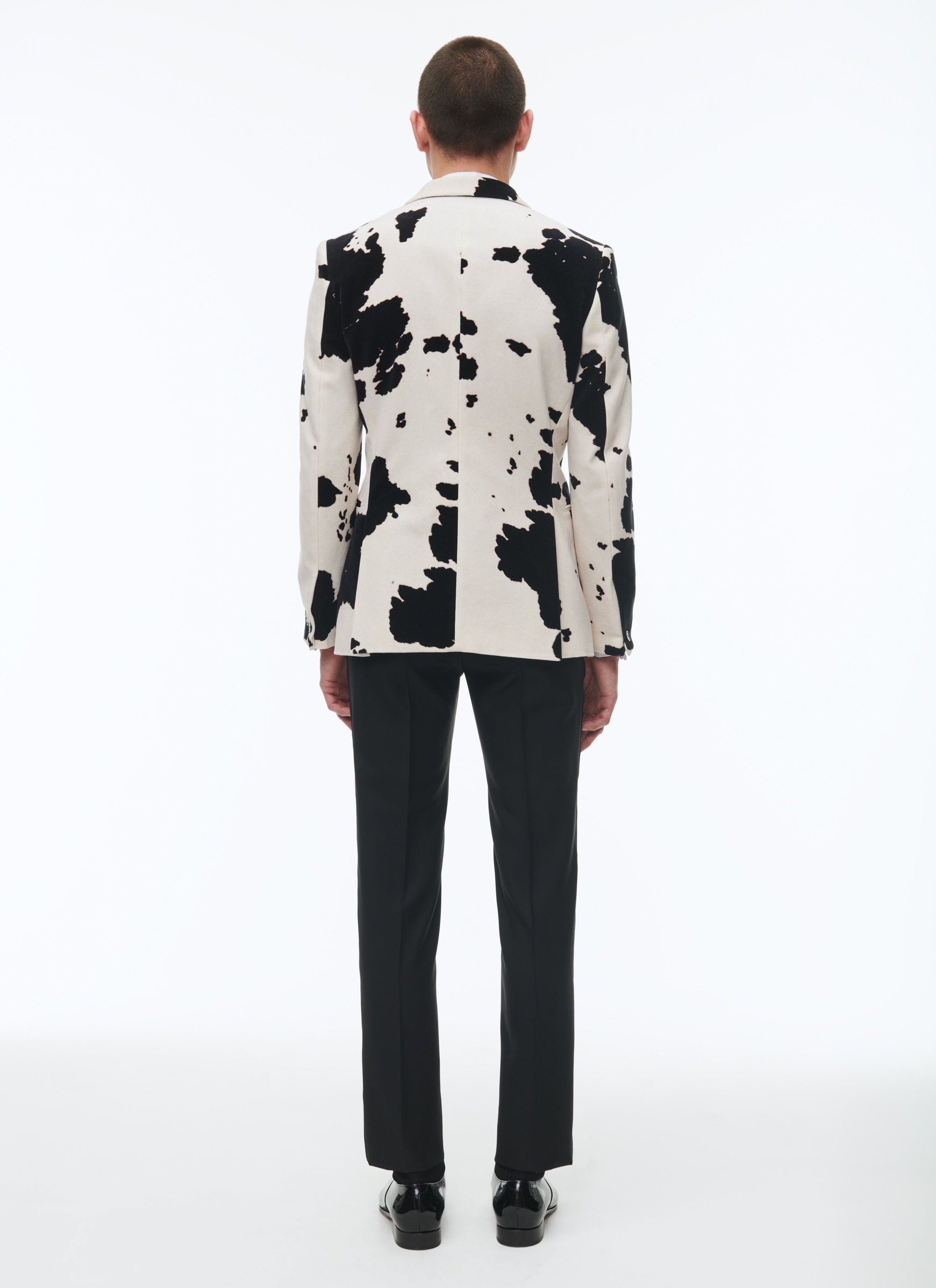 Tailored wool and velvet dinner jacket - Natural