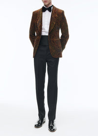 Smoking ajusté en laine et velours - Ambre