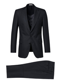 Smoking ajusté et boutonné en laine - Marine