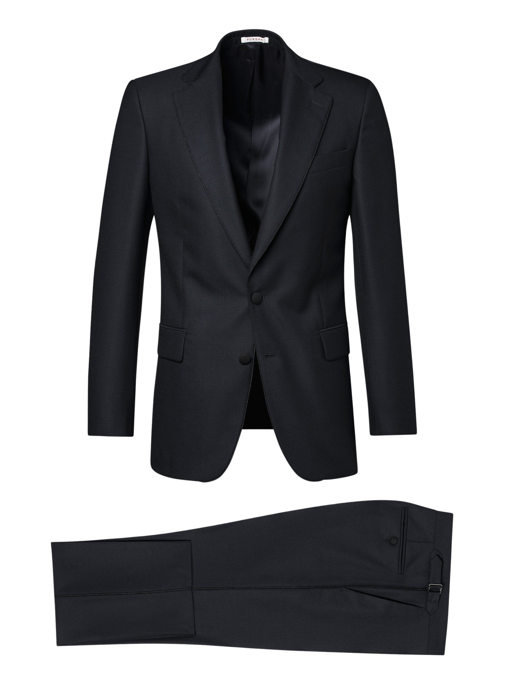 Smoking ajusté et boutonné en laine - Marine