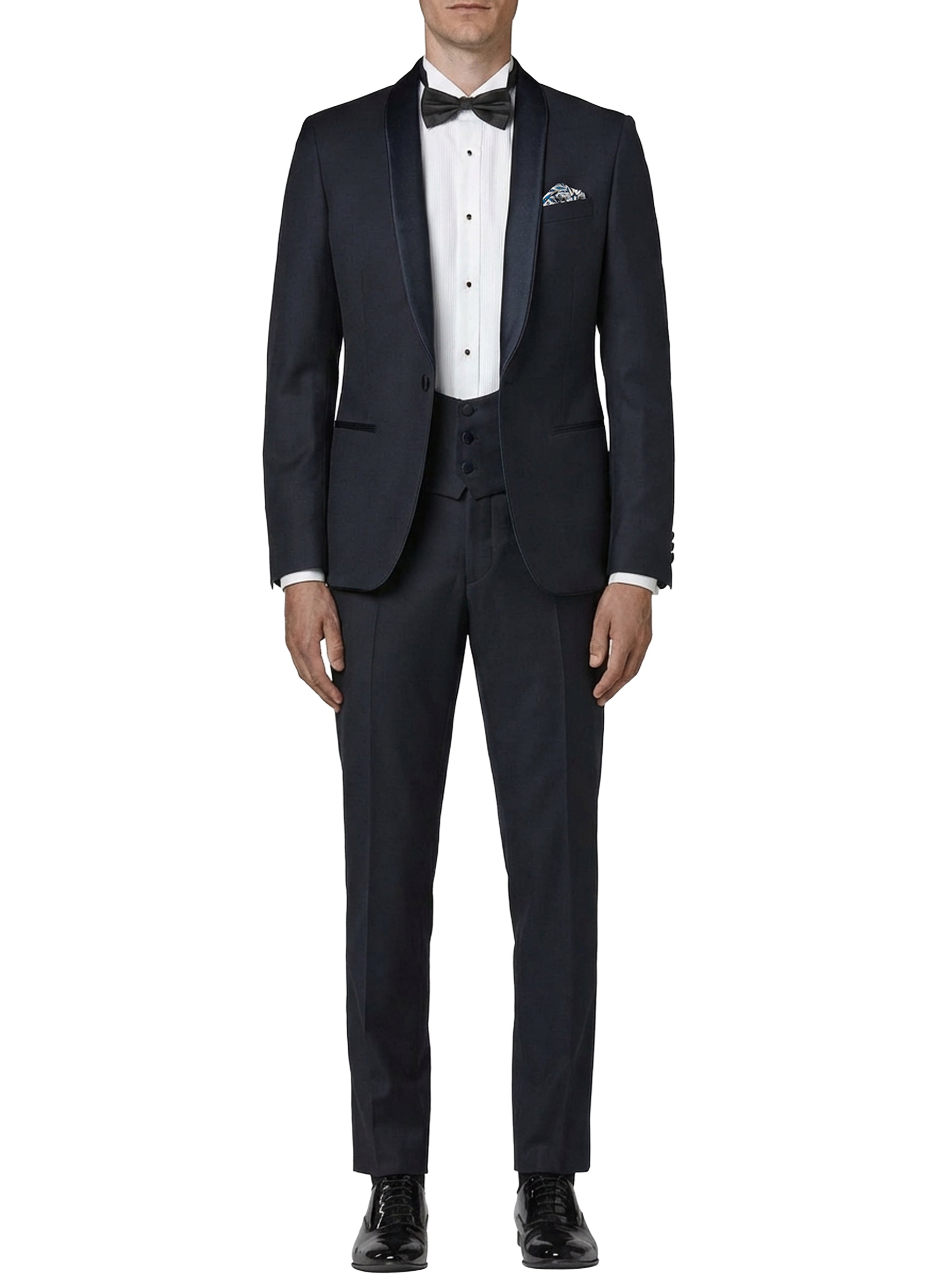 Smoking 3 pièces en laine - Bleu Marine