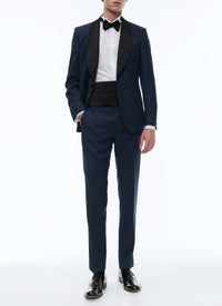 Smoking ajusté et boutonné en laine - Carbone