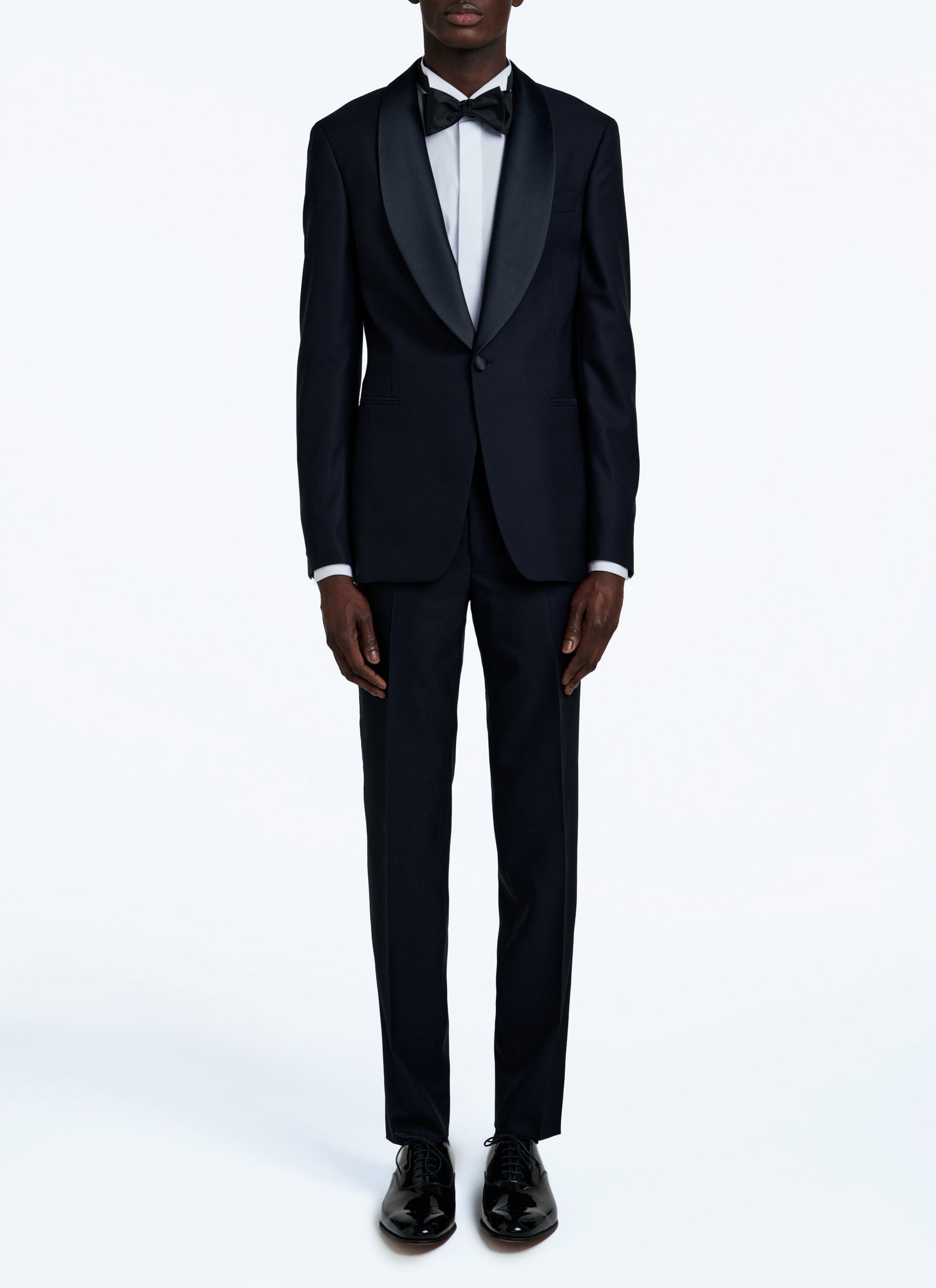2-piece wool dinner jacket with micro pattern - Navy Blue