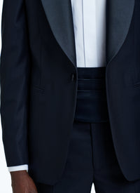 2-piece wool dinner jacket with micro pattern - Navy Blue