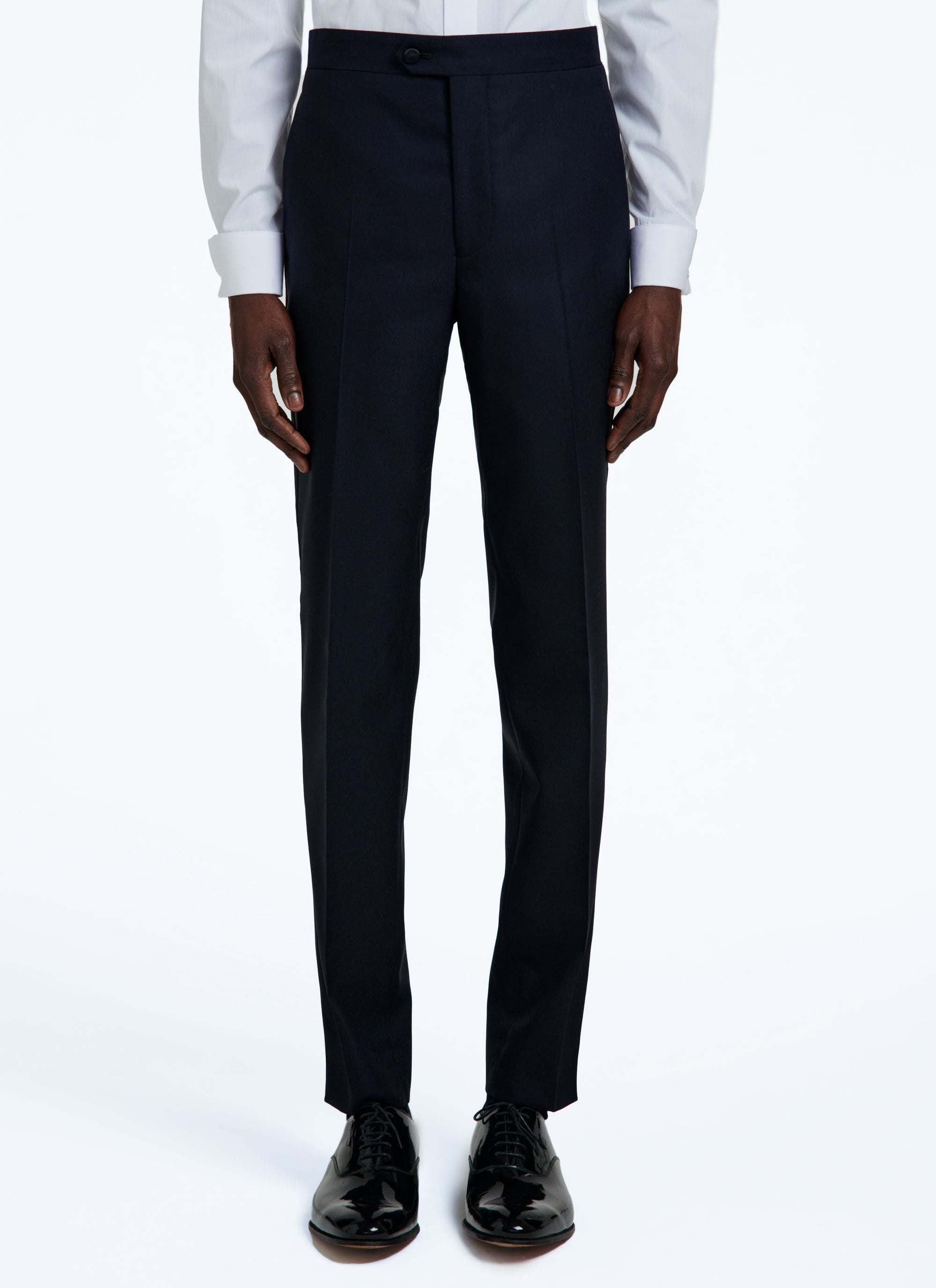 2-piece wool dinner jacket with micro pattern - Navy Blue