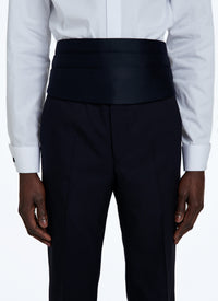 2-piece wool dinner jacket with micro pattern - Navy Blue
