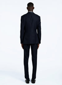 2-piece wool dinner jacket with micro pattern - Navy Blue