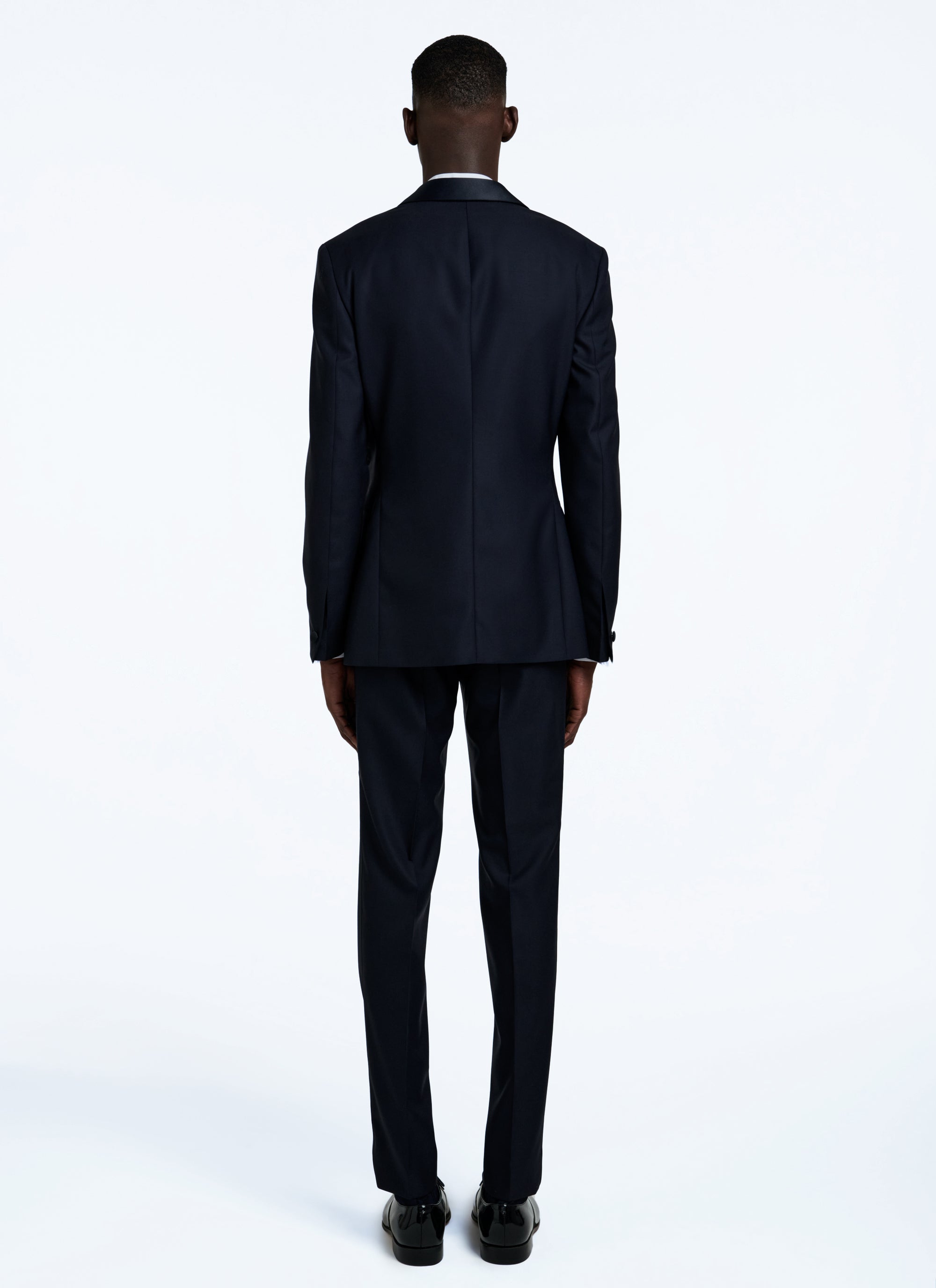 2-piece wool dinner jacket with micro pattern - Navy Blue
