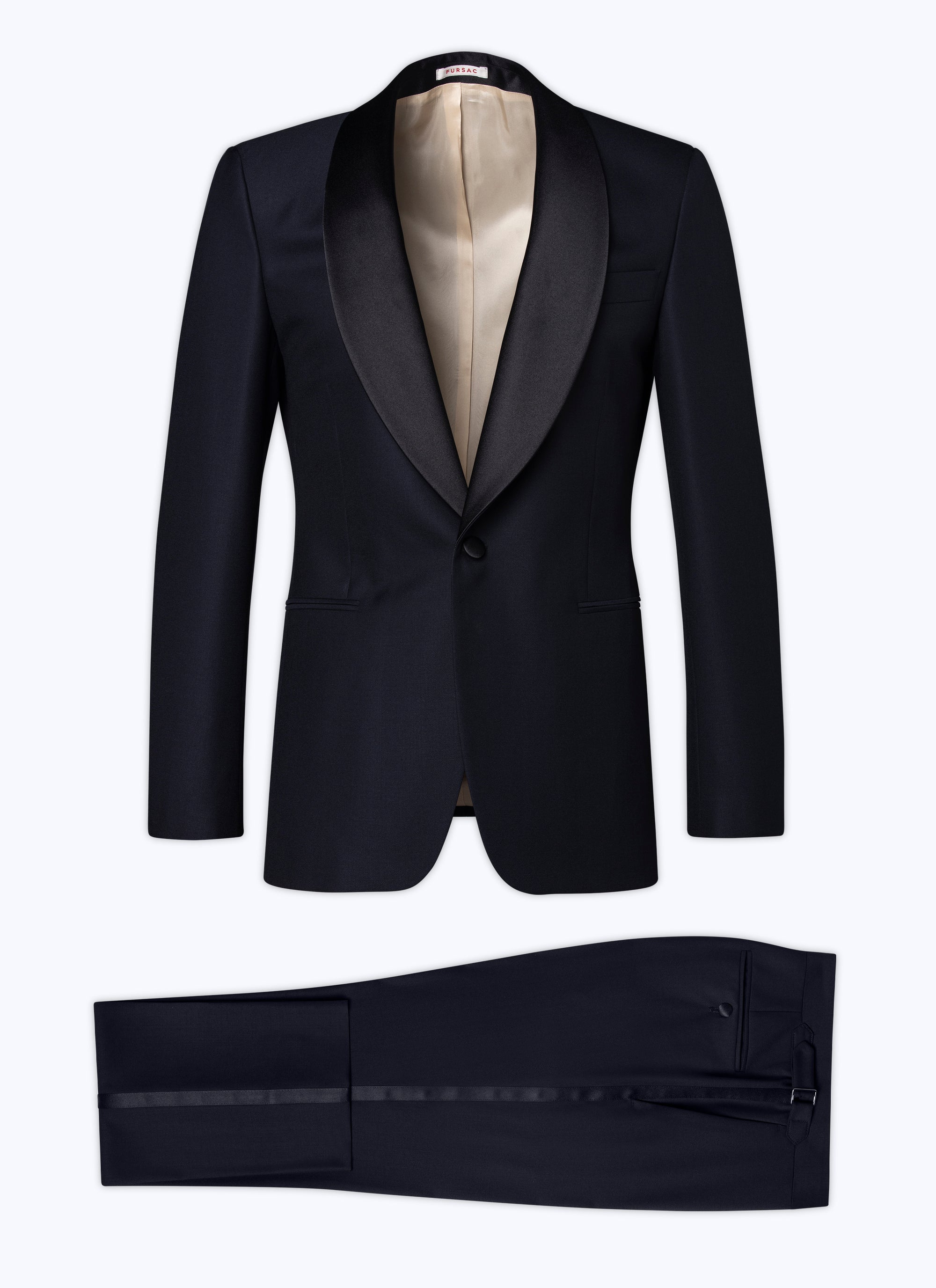 2-piece wool dinner jacket with micro pattern - Navy Blue
