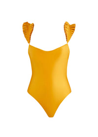 Tisi one-piece swimming costume with ruffles - Gold