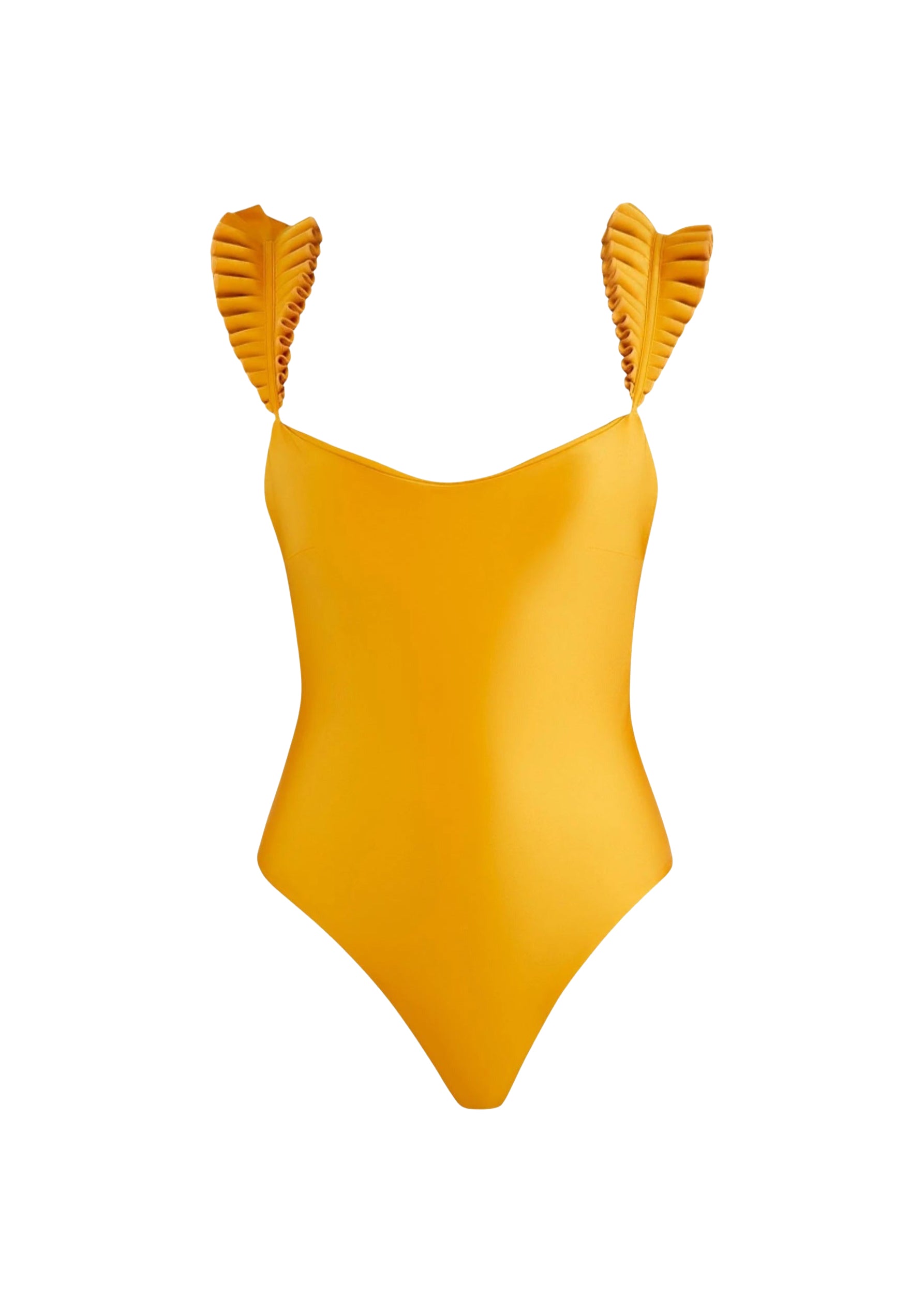 Tisi one-piece swimming costume with ruffles - Gold