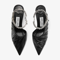 Sadia 95 pumps in leather with jewelled strap and crystals - Black