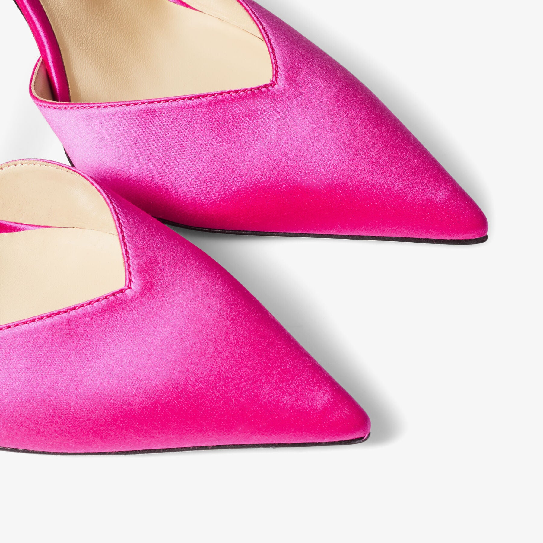 Saeda 100 satin crystal chain pumps - Fuchsia & Crystal Honey