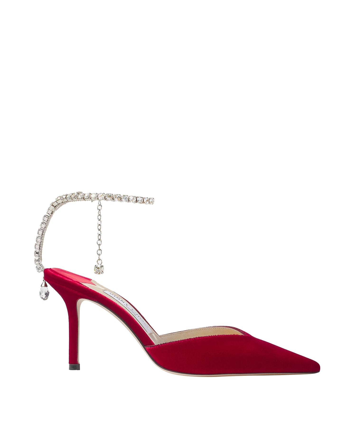 Saeda 85 pumps in velvet embellished with crystals - Red & Crystal