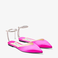 Saeda flat ballerinas with satin crystals - Fuchsia & Crystal Honey