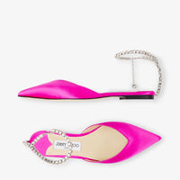 Saeda flat ballerinas with satin crystals - Fuchsia & Crystal Honey