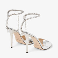 Sandales Saeda 100 en cuir à effet métal liquide - Silver & Crystal