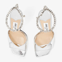 Sandales Saeda 100 en cuir à effet métal liquide - Silver & Crystal