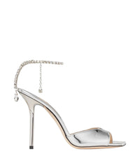 Sandales Saeda 100 en cuir à effet métal liquide - Silver & Crystal