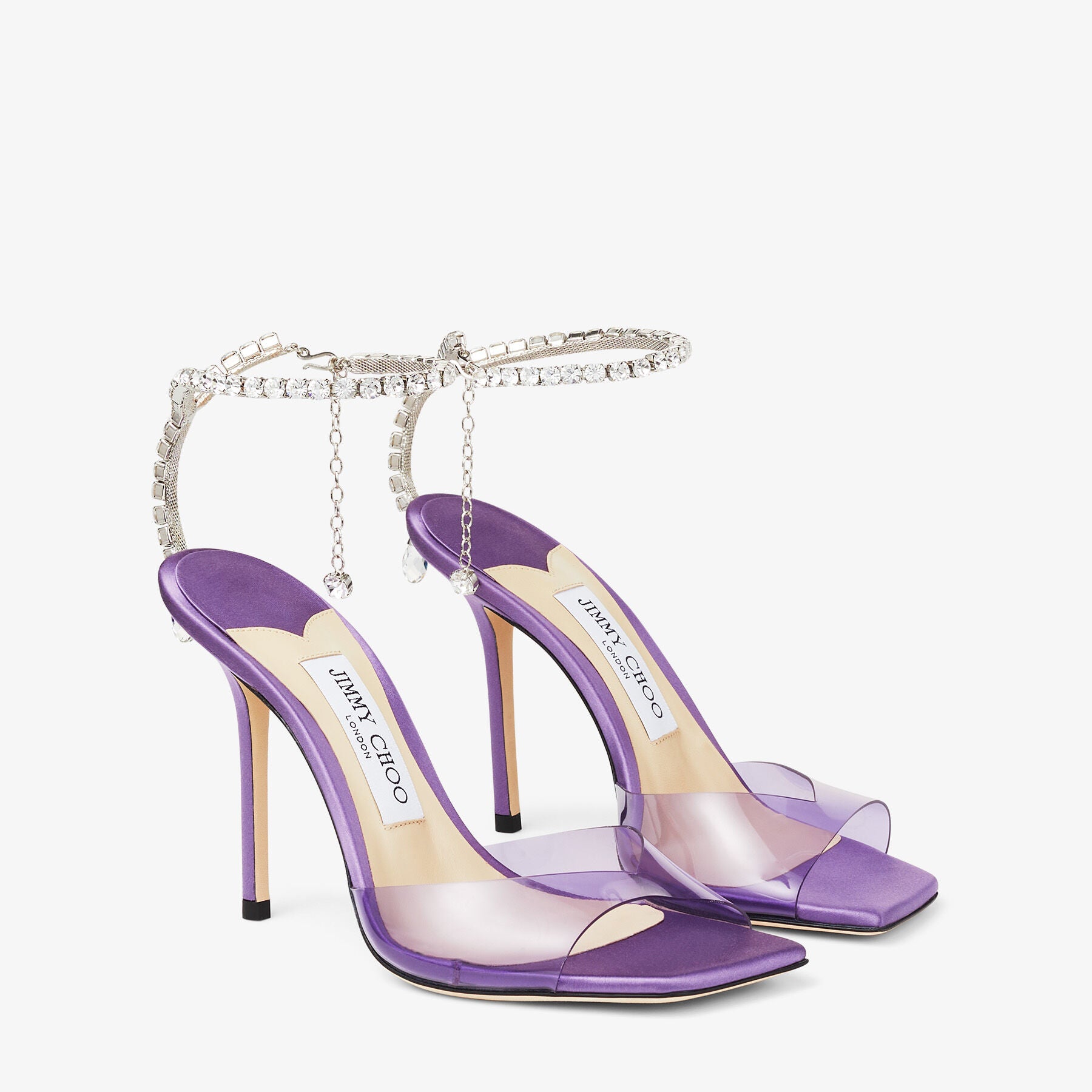 Saeda 100 plexiglass sandals with crystals - Glycine