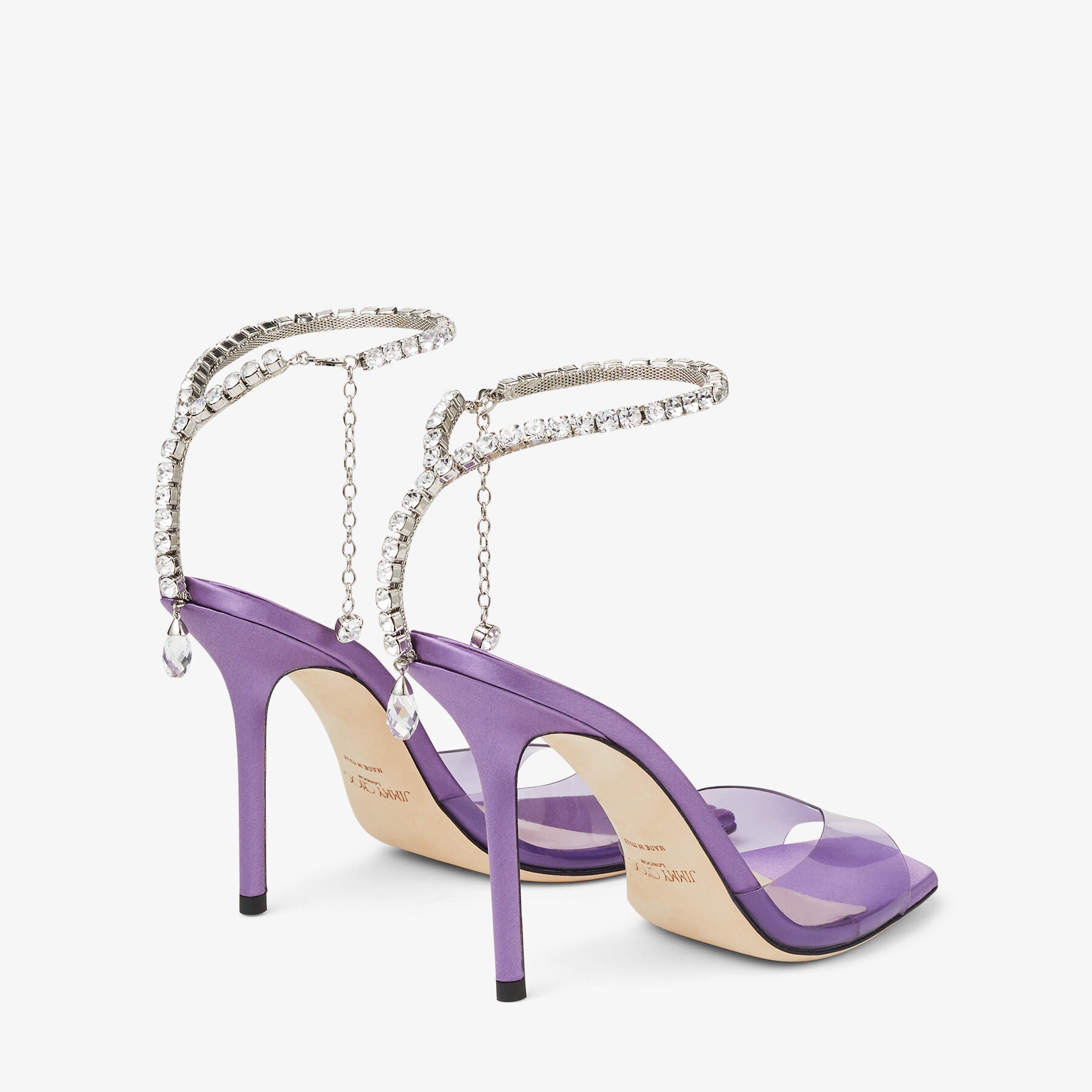 Saeda 100 plexiglass sandals with crystals - Glycine