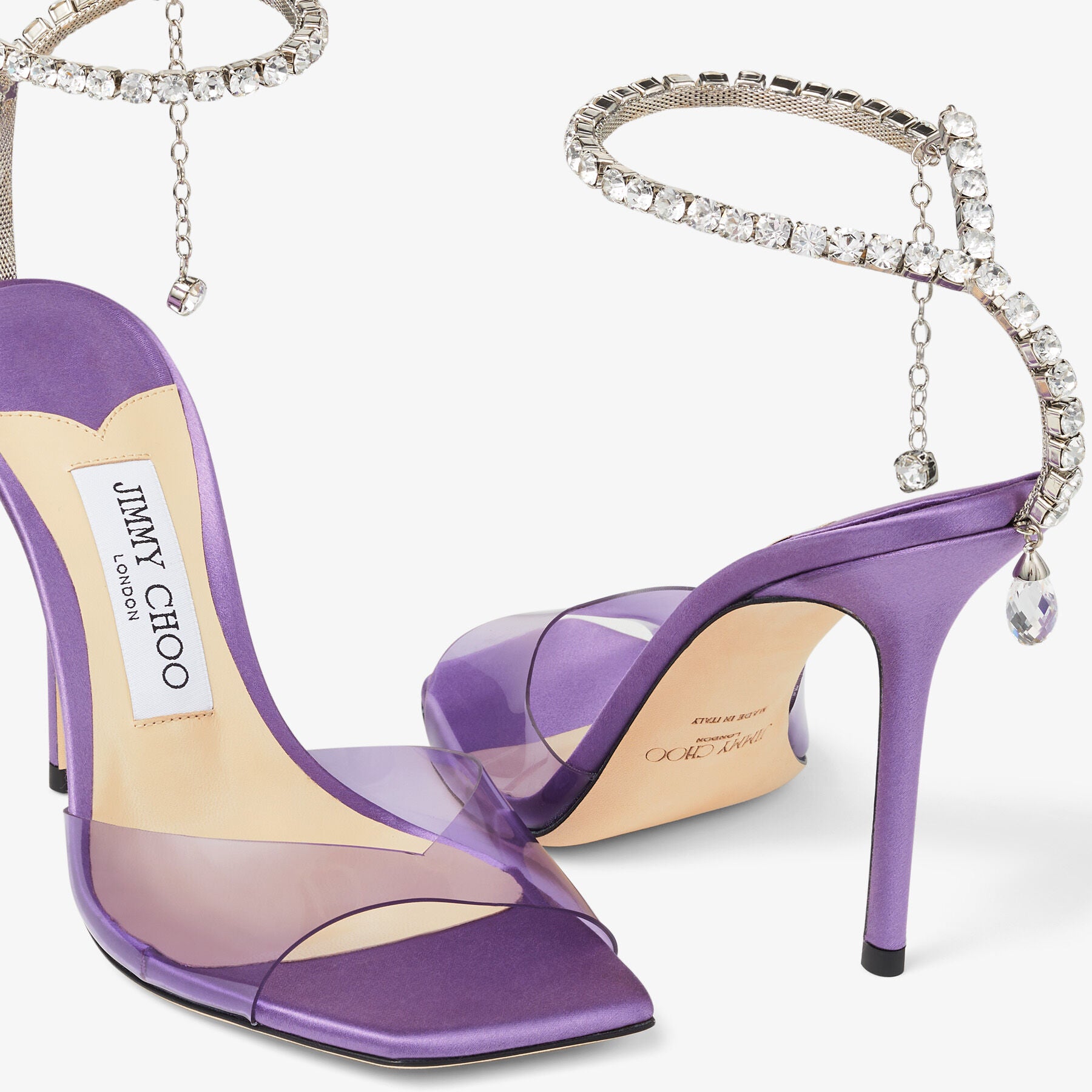 Saeda 100 plexiglass sandals with crystals - Glycine