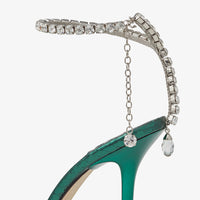 Sandales Saeda à imprimé serpent 100 en cuir - Dark Green & Crystal
