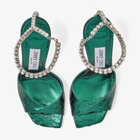 Sandales Saeda à imprimé serpent 100 en cuir - Dark Green & Crystal