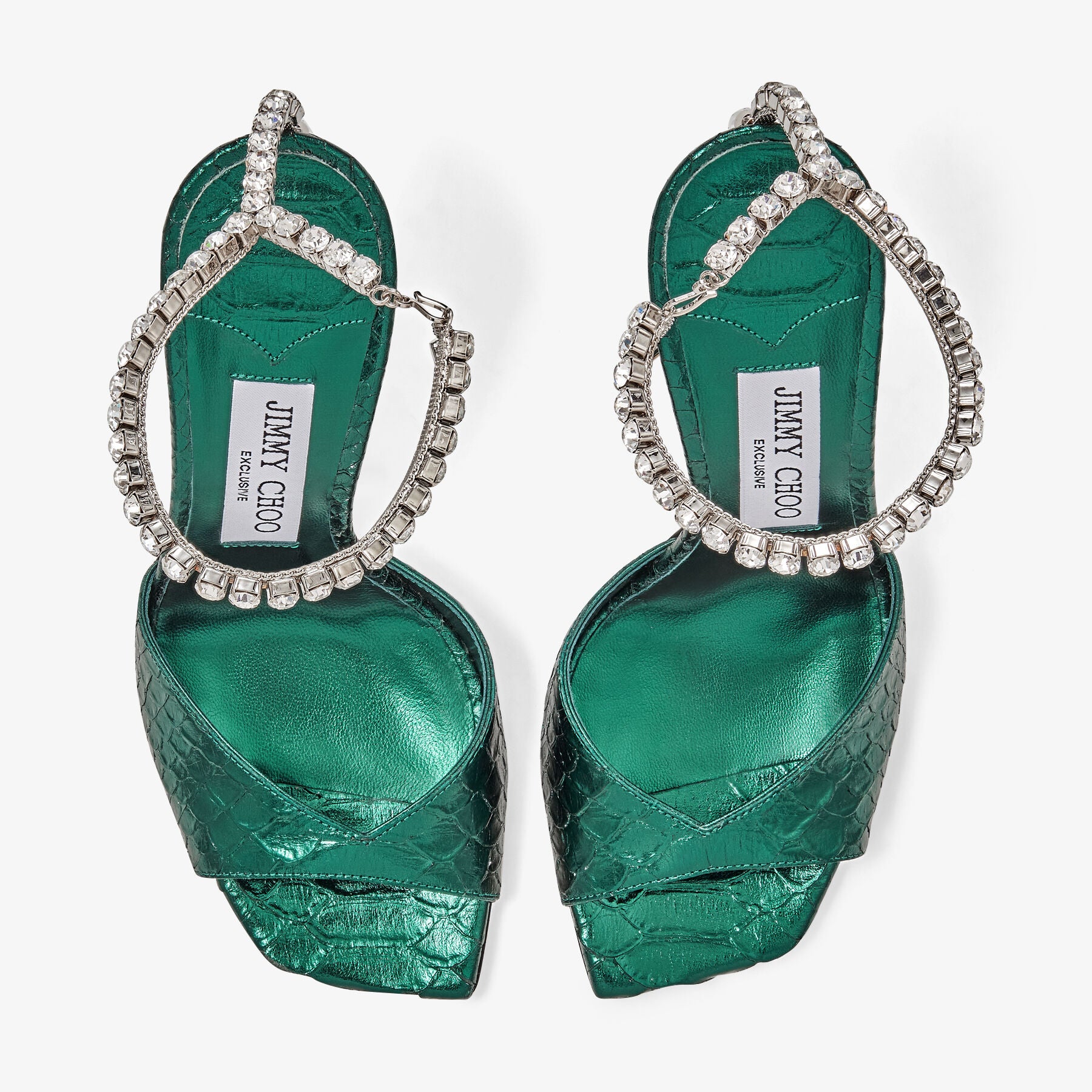 Sandales Saeda à imprimé serpent 100 en cuir - Dark Green & Crystal