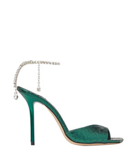 Sandales Saeda à imprimé serpent 100 en cuir - Dark Green & Crystal