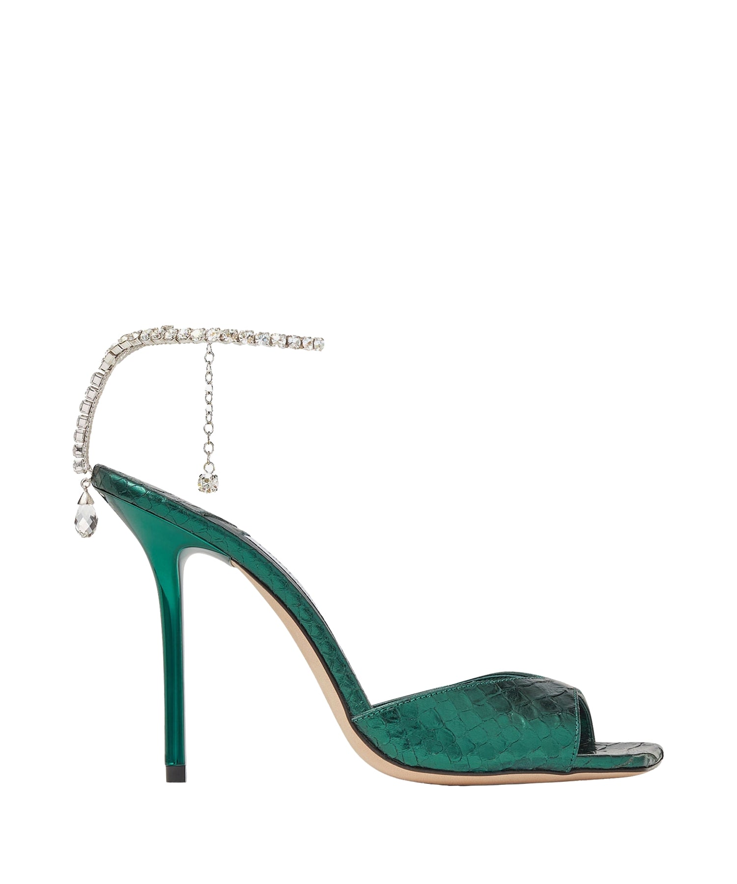 Sandales Saeda à imprimé serpent 100 en cuir - Dark Green & Crystal
