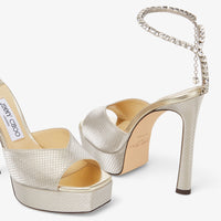 Saeda 125 platform sandals in sequinned fabric - Champagne & Crystal