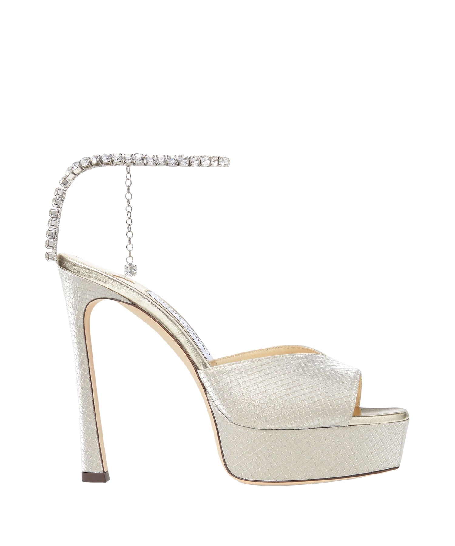 Saeda 125 platform sandals in sequinned fabric - Champagne & Crystal
