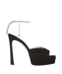 Sandales Saeda à plateforme 125 en daim à cristaux - Black & Crystal