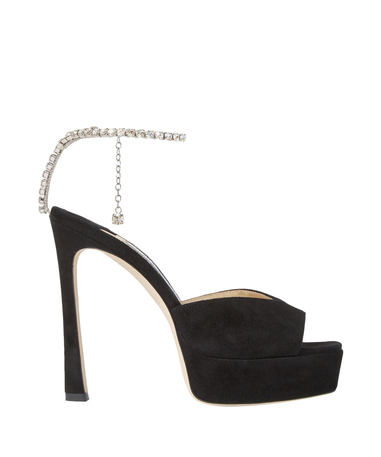Sandales Saeda à plateforme 125 en daim à cristaux - Black & Crystal