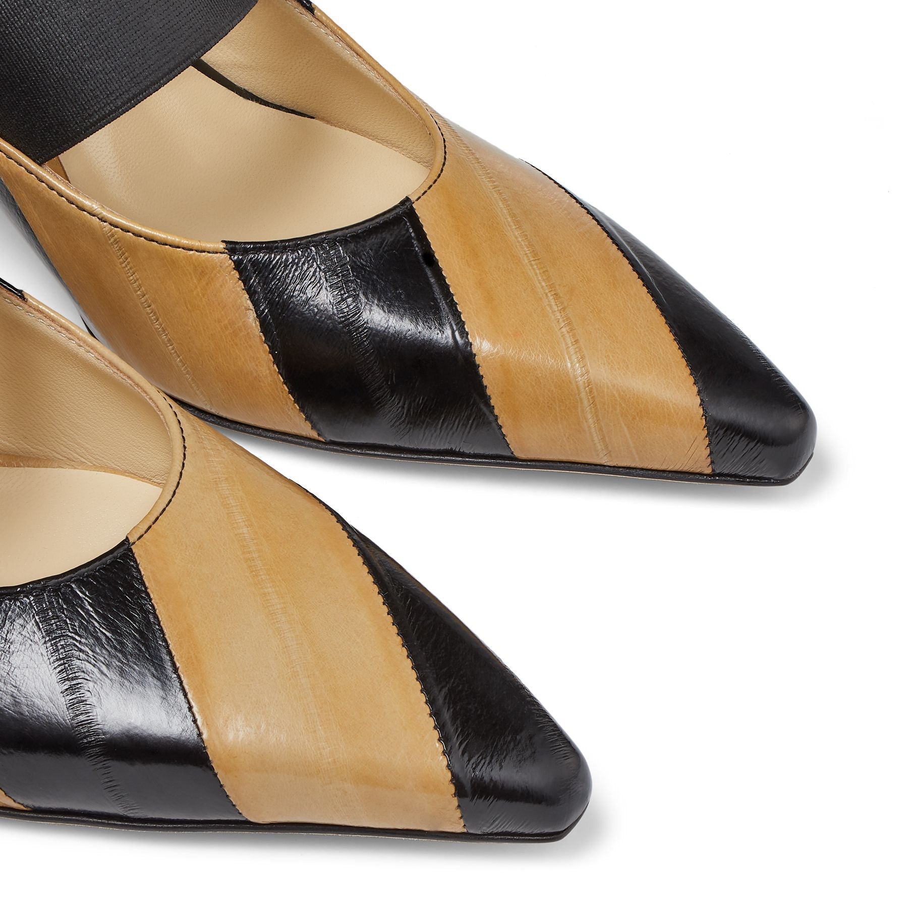 Saffi 70 mules in leather - Black & Cognac