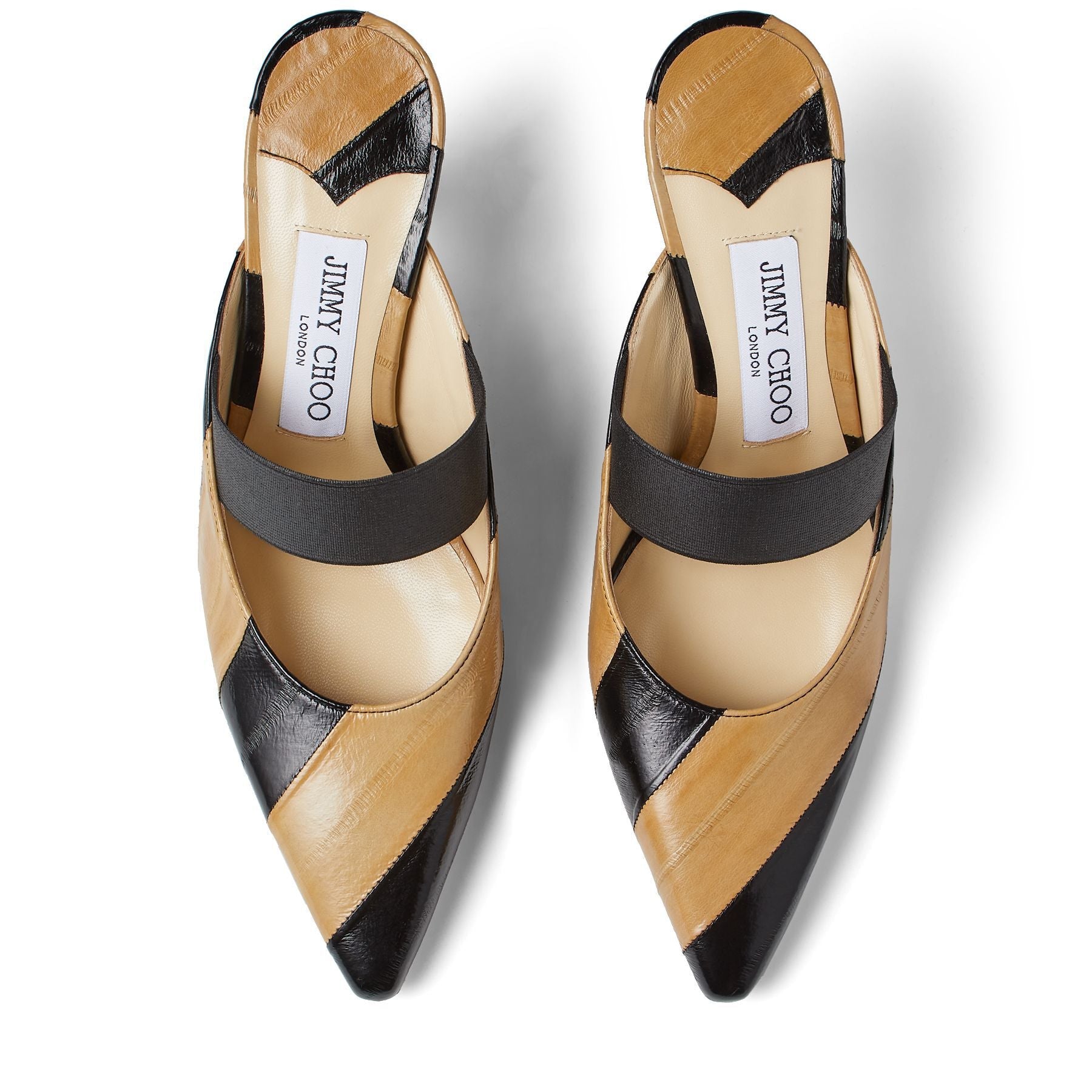 Saffi 70 mules in leather - Black & Cognac