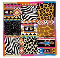 Écharpe Spirit of Africa en soie - Rouge, Noir & Gris