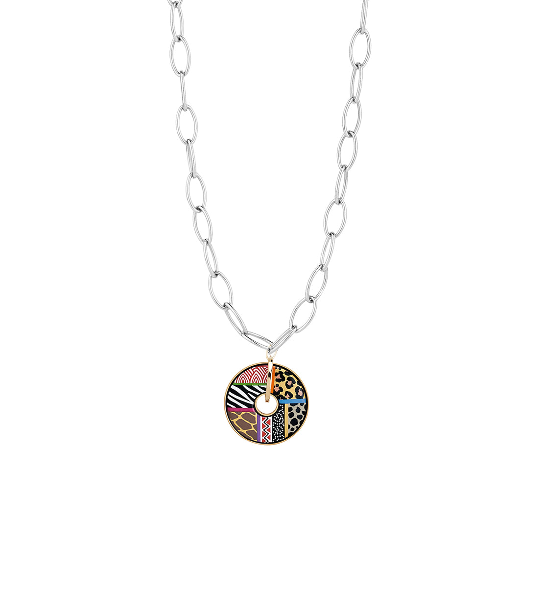 Collier Luna Piena décoré à l'or 24 carats - Rouge, Noir & Gris